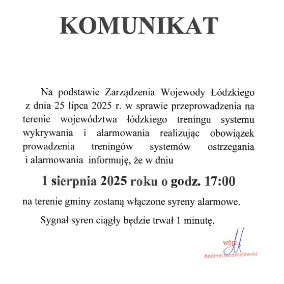 20250730 komunikat trening ostrzegania