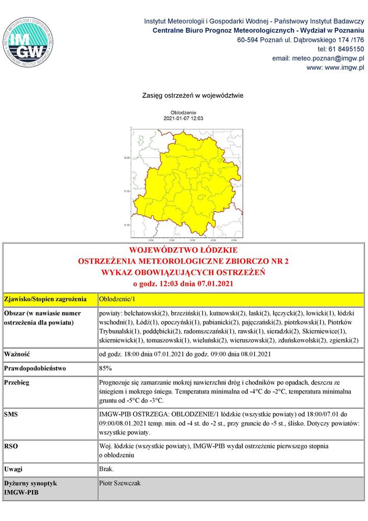 2021 01 07 ostrzezenie meteorologiczne