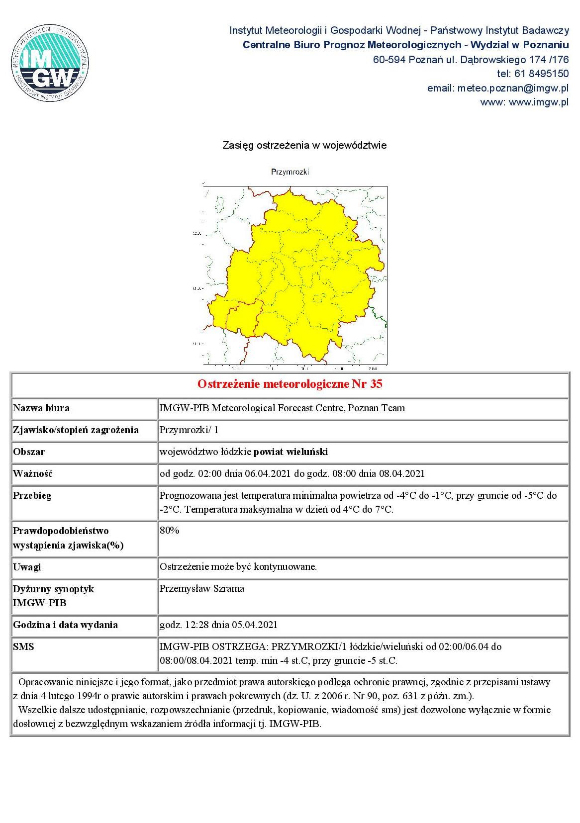 2021 04 05 ostrzezenie meteo przymrozki