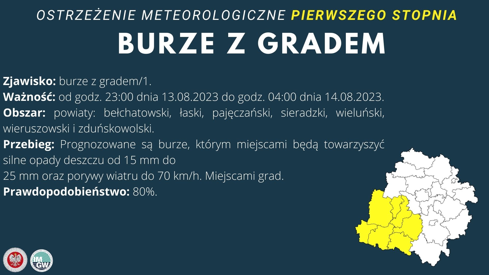 20230813 ostrzezenie meteo burze