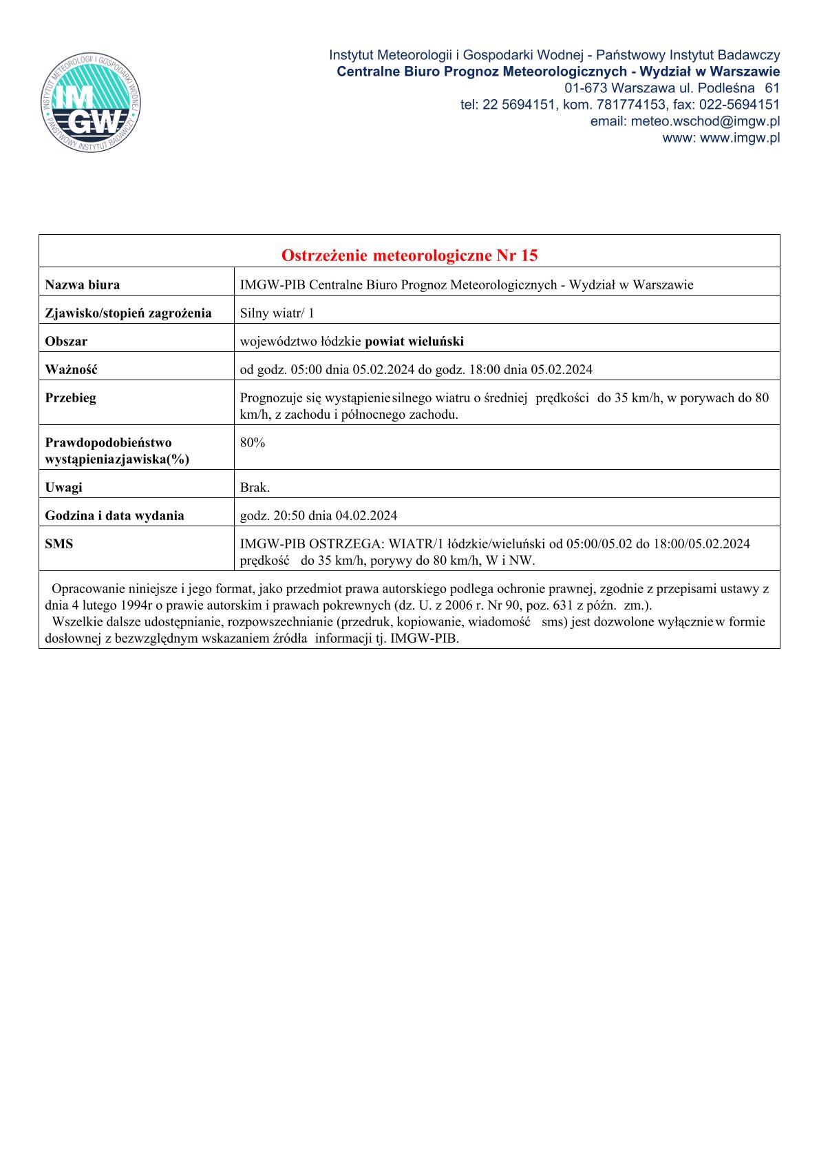 20240205 ostrzeżenie meteorologiczne