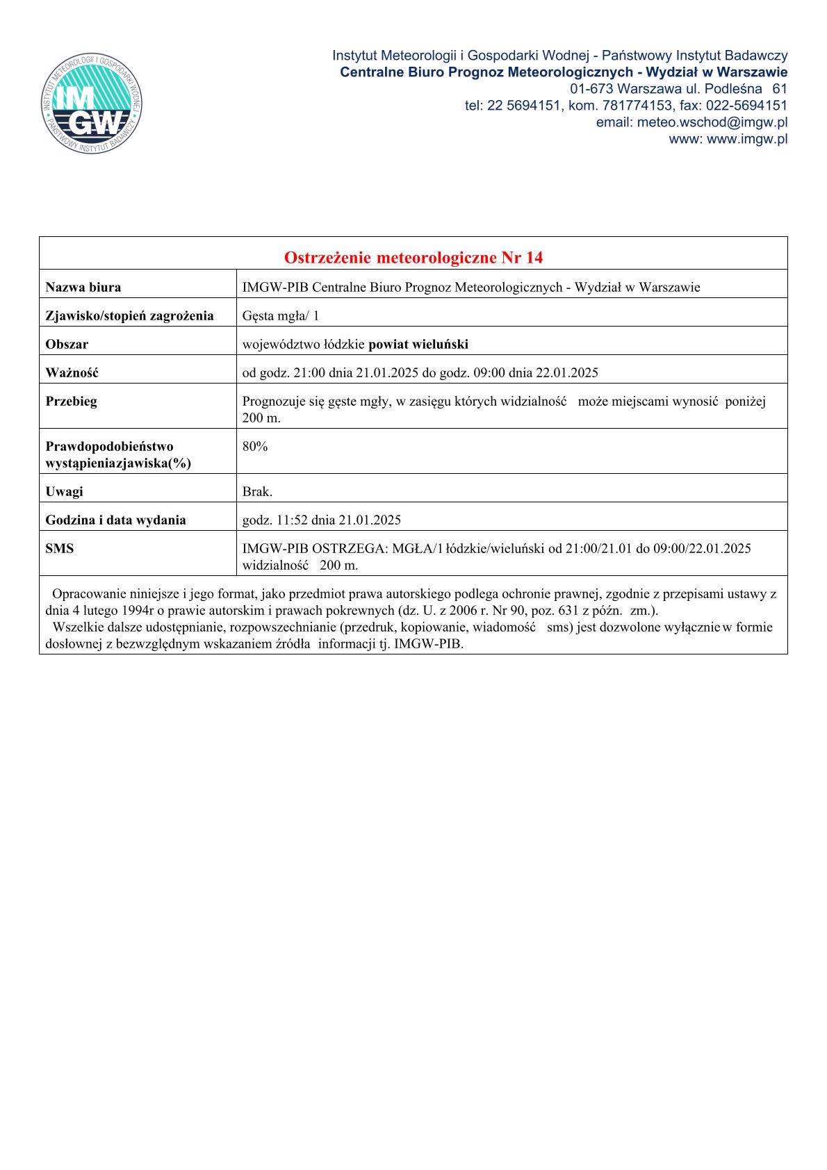 21.01.2025 ostrzeżenie meteo1